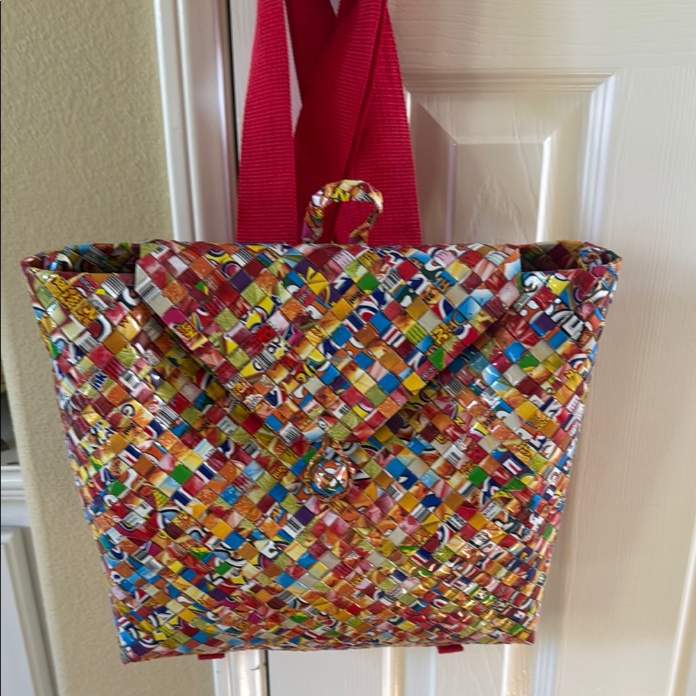 Vintage Candy wrapper multicolor Backpack with Artistic Design one of the kind